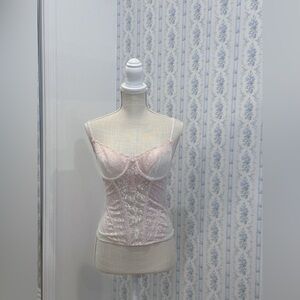 Vintage pink and cream jezebel strawberry milk corset bustier cami top
